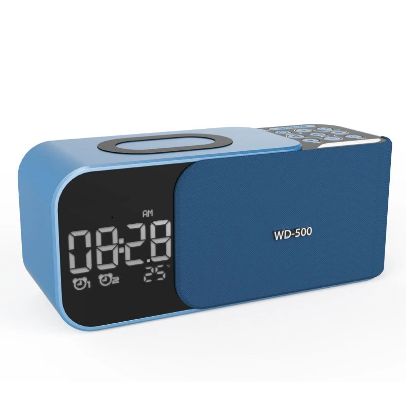 Multifunction Digital Display Alarm Clock Setting 10W Mobile Phone Wireless Fast Charging Station 5W Bluetooth Speaker