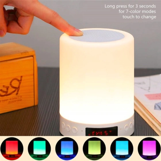 Multifunctional LED Bluetooth Speaker with Night Light and Alarm Clock, Portable Wireless Bluetooth Speaker Lamp I200